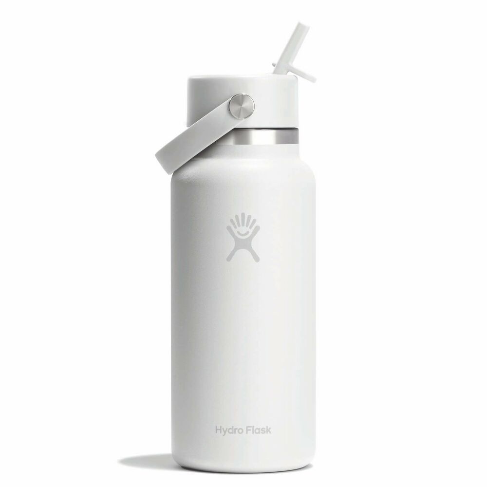 32 oz Wide Mouth with Flex Straw Cap - White